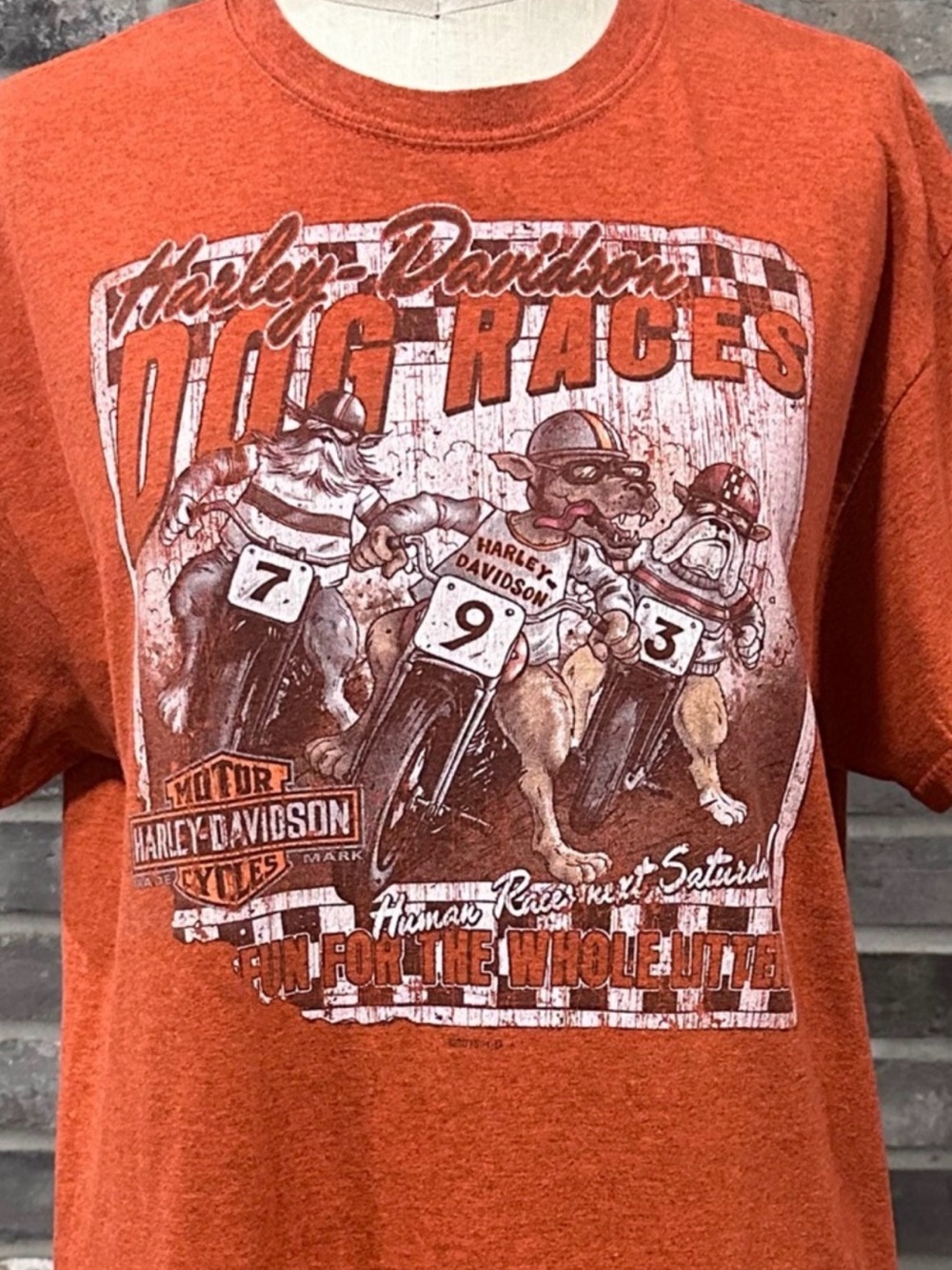 Harley Davidson Dog Races Chicago Illinois Biker Graphic T Shirt M